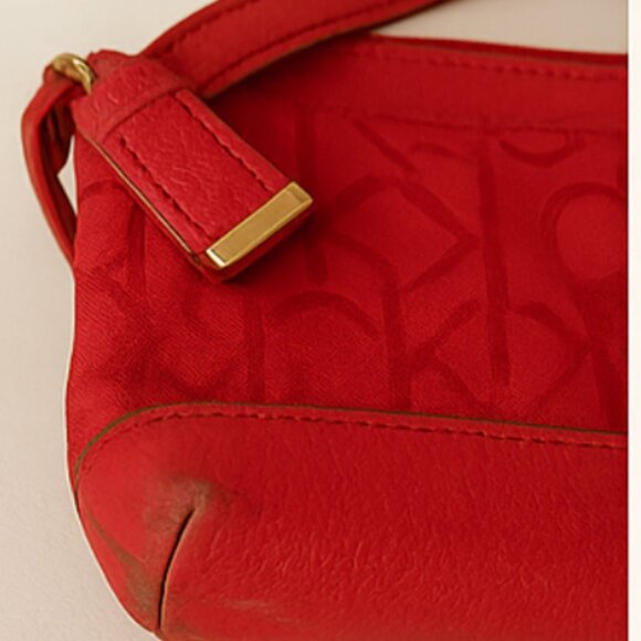 Calvin Klein Red Monogram Wristlet / Small Crossbody – Worn Condition - Picture 2 of 3